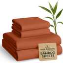 BAMPURE 4-Piece King Sheet Set 100% Viscose Derived from Bamboo Super Soft Cooling Sheets for Hot Sleepers Deep Pocket Fits Up to 16" King Size Mattress (Terracota)