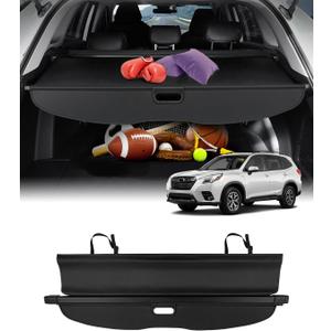 Powerty Retractable Cargo Cover for 2019-2024 Subaru Forester, Canvas Texture Trunk Cover Privacy Screen Rear Security Shade for Forester Accessories (with Extented Cover)