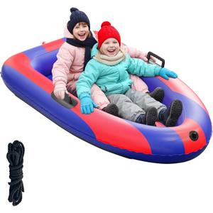 QPAU Inflatable Snow Sled, Heavy Duty Snow Tube with Reinforced Handles, Snow Sleds for Kids and Adults Winter Toys Gifts, Toboggan for Family Outdoor Sledding