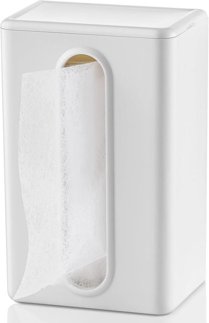 SUBEKYU Magnetic Dryer Sheet Holder for Laundry Room, Dryer Sheet Container,Dryer Sheet Dispenser,Wall Dryer Sheet Box for Laundry Organization and Storage,Plastic Fabric Sheet Holder with Lid,White