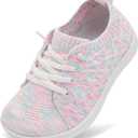 JOINFREE Toddler Shoes Girls Boys Wide Barefoot Shoes Minimalist Walking Sneakers Zero Drop Slip on Tennis Shoe Breathable Naturally Flexible (Colorwihtepink)