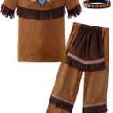 ReliBeauty Native Costume Boys Kids Dress Outfit (9-10/150, Brown)