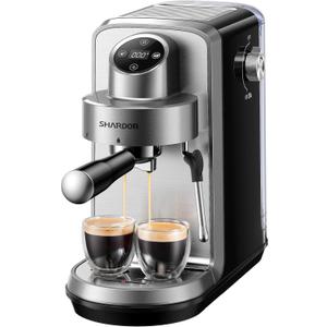SHARDOR 20 Bar Espresso Machine, Touchscreen Expresso Coffee Machines with Steam Milk Frother for Home, Espresso Coffee Maker for Cappuccino, Latte, 40oz Removable Water Tank, Silver & Black