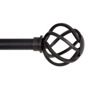 Kenney Studio End Window Curtain Rod, Adjustable for Windows 5/8 Inches, 16 MM Extendable Curtain Rod Black