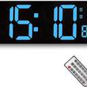 Digital Wall Clock with 13.2 Inch Large Display, Big Digits, Remote Control,Auto Dimming,10-Level Brightness,Timer,DST, Date,Week,Temperatur Display,Dual Alarm for Living Room Wall Decor