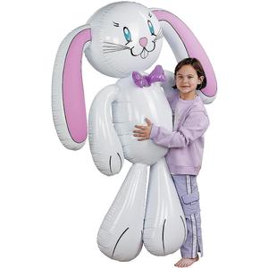 Fun Express Giant Inflatable Easter Bunny Outdoor Decorations - 62 Inch Tall White Vinyl Rabbit for Spring Holiday Yard Decor | Perfect for Easter Party Photo Props & Lawn Display