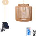 Solar Pendant Light Outdoor Hanging Lantern Solar Outdoor Chandelier with Remote Dimmable Waterproof Lantern Chandelier for Porch Patio Gazebo Garden Yard Decoration