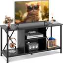 WLIVE Industrial TV Stand for up to 45 inch TV, Heavy-Duty Metal Frame Entertainment Center, Compact Media Console with Adjustable Shelf & Cable Management for Small Spaces, Living Room, Black