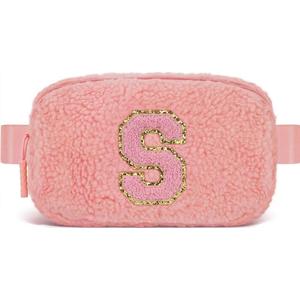 Uygafly Belt Bag with Initials,Fanny Packs Crossbody Bags for Women Girls Kids,Birthday Graduation Gifts for 5 6 7 8 9 10 11 12 13 14 15 16 Year Old Girl,Trendy Cute Purse Stuff - S, Peach