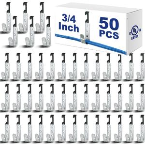 Zonon 50 Pcs 3/4 Inch Galvanized Steel J Hook with Bat Wing Heavy Duty Cable Support Straps Hangers for Hanging Cable Management to Ceiling Grid Wire & Threaded Rod, Ul Certification