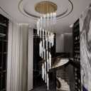 ykolupty Chandeliers for Living Room 38-Lights Modern Crystal Light Extra Large Chandelier Light Fixture Entryway Foyer High Ceiling Chandeliers Lighting with Sloping Ceiling (Gold Chandelier)