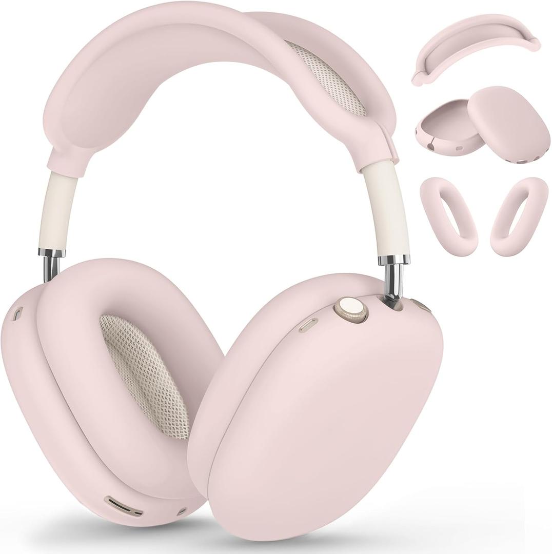 Silicone Case Cover for AirPods Max, Ear Pad Case Cover/Ear Cups Cover/Headband Cover for AirPods Max Headphones, Accessories Soft Silicone Protector for Apple AirPods Max New USB-C (2024) (Ivory)