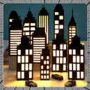 12Pcs Hero Party Favor Boxes Skyscraper City 3D Box with Lights Skyline Buildings Treat Boxes Super Themed Hero Party Centerpiece Decorations for Boys Girls Birthday Heroes Parties Supplies (Warm)