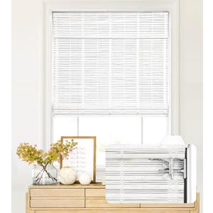 LazBlinds No Tools No Drill Cordless Bamboo Roman Shades, Light Filtering Window Treatment, Roll Up Bamboo Blinds for Windows 32'' W x 48'' H, Whitewash T