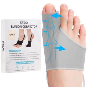 2PCS Bunion Corrector for Women & Men, Big Toe Straightener with Splint & Pads, Comfortable & Breathable for Day/Night Support, Hallux Valgus Pain Relief Non-Slip Socks (Gray)