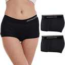 MERINNOVATION 100% Merino Wool Boxer Briefs for Women 2 Packs Underwear Boy Shorts Everyday Weight Breathable Anti-Odor L