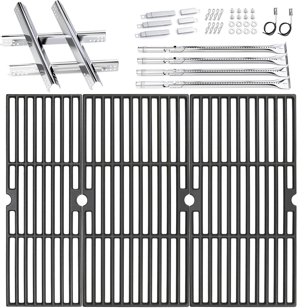 Grill Parts for Char-Broil Performance 4 Burner 463342119 463342118 463332718 463347017 463377017 463376117 463376018P2 463335517 463349917 Grill Burner Heat Plate Cast Iron Grill Grates 18 Inch