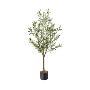 Artificial Fake Olive Tree 4FT Tall 1Pack Faux Silk Olive Tree for Home Living Room Office Decor Faux Artificial Plants Indoor Fake Potted Plants with Fruit & Free Moss