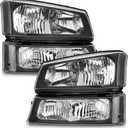 WEELMOTO Halogen Headlights Assembly for 2003-2007 Chevy Silverado