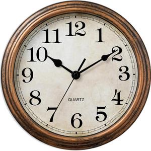 Wall Clock, Vintage Battery Operated, Retro Silent Non Ticking Decorative Clocks for Home Kitchen School Living Room