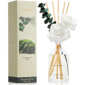 COCORRNA Reed Diffuser - Eucalyptus & Moss Scent, 6.76 fl oz Essential Oil with 8 Reed Sticks - Home Fragrance for Bedroom Bathroom Shelf Dcor