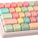 PBT Keycaps 126 Keys MOA Profile Cute Keycap Dye-Sublimation Rainbow Candy Keycaps Set Custom Keycap for Cherry Gateron MX Swithes Mechanical Keyboards (Only Keycaps)