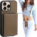 XANGNIER Wallet Case for iPhone 16 Pro Max, RFID Blocking PU Leather Crossbody Phone Purse with Card Holder, Zipper Pocket, Wrist Strap & Adjustable Lanyard for Women 6.9" 5G, Brown