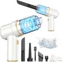 KMM Handheld Car Vacuum Cleaner, 9000PA Vacuum Cleaner & Air Duster, 120W High Power Vacuum Portable Cordless, Hand Held Vacuum Rechargeable with Multi-Nozzles & LED Light for Home, Car, Office (White & Gold)