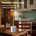 Cordless Table Lamp with 5000mAh Battery USB Rechargeable Touch Bedside Light for Bedroom, Kitchen, Office, Restaurant, Patio & Camping