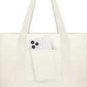 Amylove Canvas Tote Bag with Pockets Duty Canvas Sublimation Blank Small Bag Mini Reusable Tote for Crafts DIY (13" x 11", Natural Color)