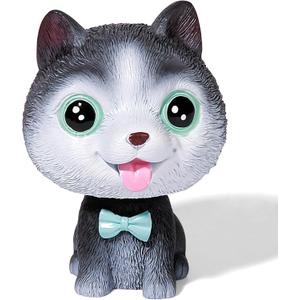 Bobble Head Dogs, Resin Car Dashboard Puppy Ornament, Cute Shaking Head Dogs, Nodding Doggy Figures for Car Home Office Desk Decoration(Husky)