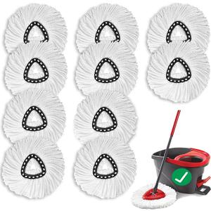 10 PCS Spin Mop Replacement Head,100% Microfiber Mop Heads Replacements Compatible with Cedar Easywring 1-Tank System, 360 Degree Round Mop Refills for Easy House Cleaning Floor Mopping