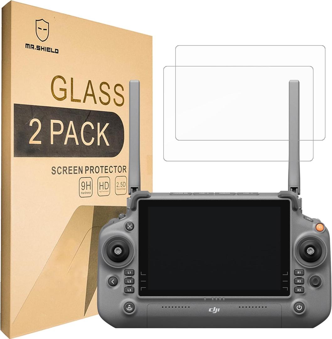 Mr.Shield Screen Protector compatible with DJI RC Plus (Inspire 3) [Tempered Glass] [2-PACK] [Japan Glass with 9H Hardness]