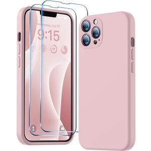 BossKiss Compatible with iPhone 14 Case, Silicone Upgraded [Camera Protection] [2 Pcs 9H Screen Protector], Soft Anti-Scratch Microfiber Lining, 6.1 inch, Blue