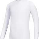 Stelle Youth Girls Athletic Performance Long Sleeve Shirts V Neck Moisture Wicking Base Layer Undershirt (White, M)