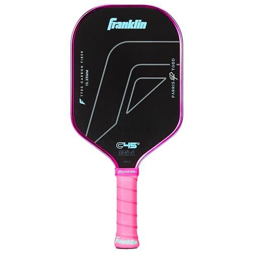 Franklin Sports Pro Pickleball Paddles - Parris Todd C45 Carbon Fiber Series - Official USAP + UPA Approved Pickleball Paddle - Elongated Pro Player Design - 13.25mm Polymer Core - Hot Pink/Surf Blue