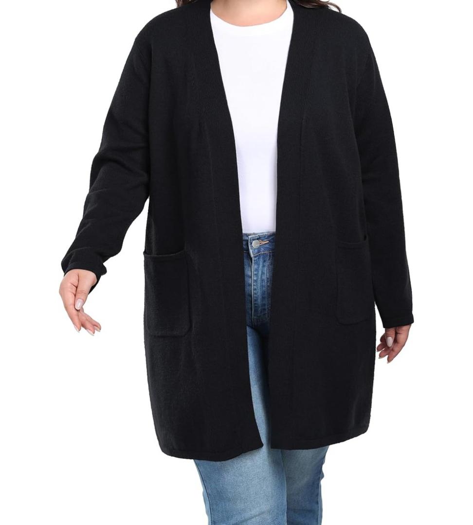 Shiaili Long Plus Size Sweater Cardigan Easy Close Open Front Coat for Women,4X