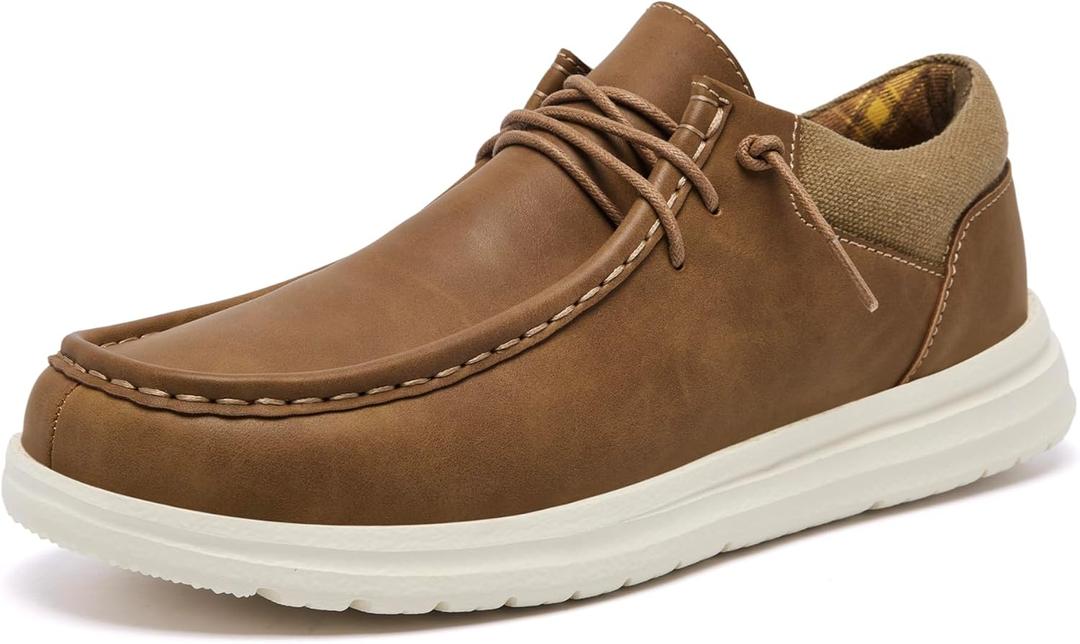 Mens Wide Shoes Width Toe Box Slip-on Loafers Casual Walking Shoes for Men (Light Brown) US 11