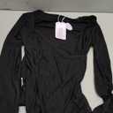 MANGOPOP Women's Cross Wrap Ruched Plunge Sexy Deep V Neck Slim Fit Long Sleeve Fleece Lined T Shirt Tunic Tops Tee (Medium, 01 Black)