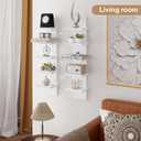 5 Tier Wall Shelf Unit, Decorative Wall Mount Vertical Shelving, Floating Storage Home Decor Organizer Tall Tower Design Utility Shelving Bedroom Living Room, Modern White 2Pack