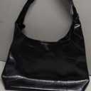 NEWBELLA Women's Hobo Shoulder Bag, Vegan Leather Wide Strap Hobo Purse, Lightweight Commute Tote Bag for Daily Work (Dark Black)