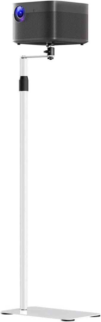 Suptek Projector Stand Against Wall Hidden Stand, 360Swivel, Height Adjustable, Mini Projector Mount Bracket, Compatible with Home Office Video Vlog DVR Camera, PR001FPW (6.6lbs capacity-46.8", White)