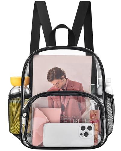 Busiuw Clear Backpack for Stadium Events Clear Backpack 12x12x6 with Front Pocket for Concert Sport Fashion Women Backpack Events Work Travel