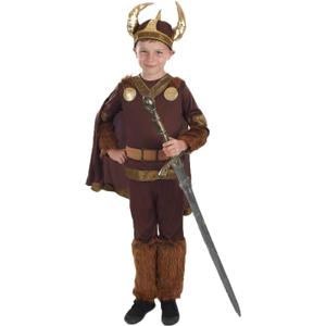 fun shack Boys Viking Costume for Kids, Child Viking Outfit for Boys and Girls, Kids Viking Dress Up Costumes (X-Large, Brown)