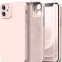 Designed for iPhone 12 Mini Case with Screen Protector - Upgraded Camera Protection - Wireless Charging Compatible - Silicone Protective Phone Case 5.4" for Men Women Girls - Light Pink