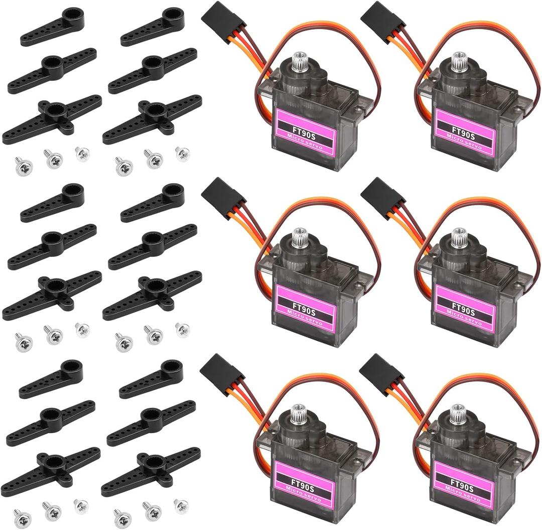 6 Pcs Micro Servo FT90S Motor All Metal Gears 9G Micro Servo for Arduino Project Robot Arm RC Airplane 1/8 1/10 Car Boat
