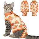 BRKURLEG Cat Recovery Suit, Surgery Onesie for Cats, After Surgery E-Collar Male and Female Alternative for Cats, Pet Surgery Shirt for Spay Abdominal Skin Anti Licking, Orange, XL