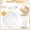 Ziliny 100 Count 98mm/3.86inch Plastic Flat Lids, Clear Pet Lids for Plastic Cup Disposable Cover for Cold Brew, Coffee, Beer, Cocktail, Wine or Beverage Cups