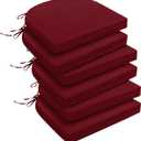 downluxe Outdoor Chair Cushions Set of 6 for Patio Furniture, Water-Resistant Patio Chair Cushions with Ties, High Density Foam Outdoor Seat Cushion, 17" X 16" X 2", Burgundy