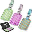 Luggage Tags for Suitcases Travel Accessories: Leather Luggage Tag 3 Pack TSA Approved Airplane Travel Essentials for Women, Bag Tags for Luggage Long Flight Must Haves Travels Gift Airport Essentials